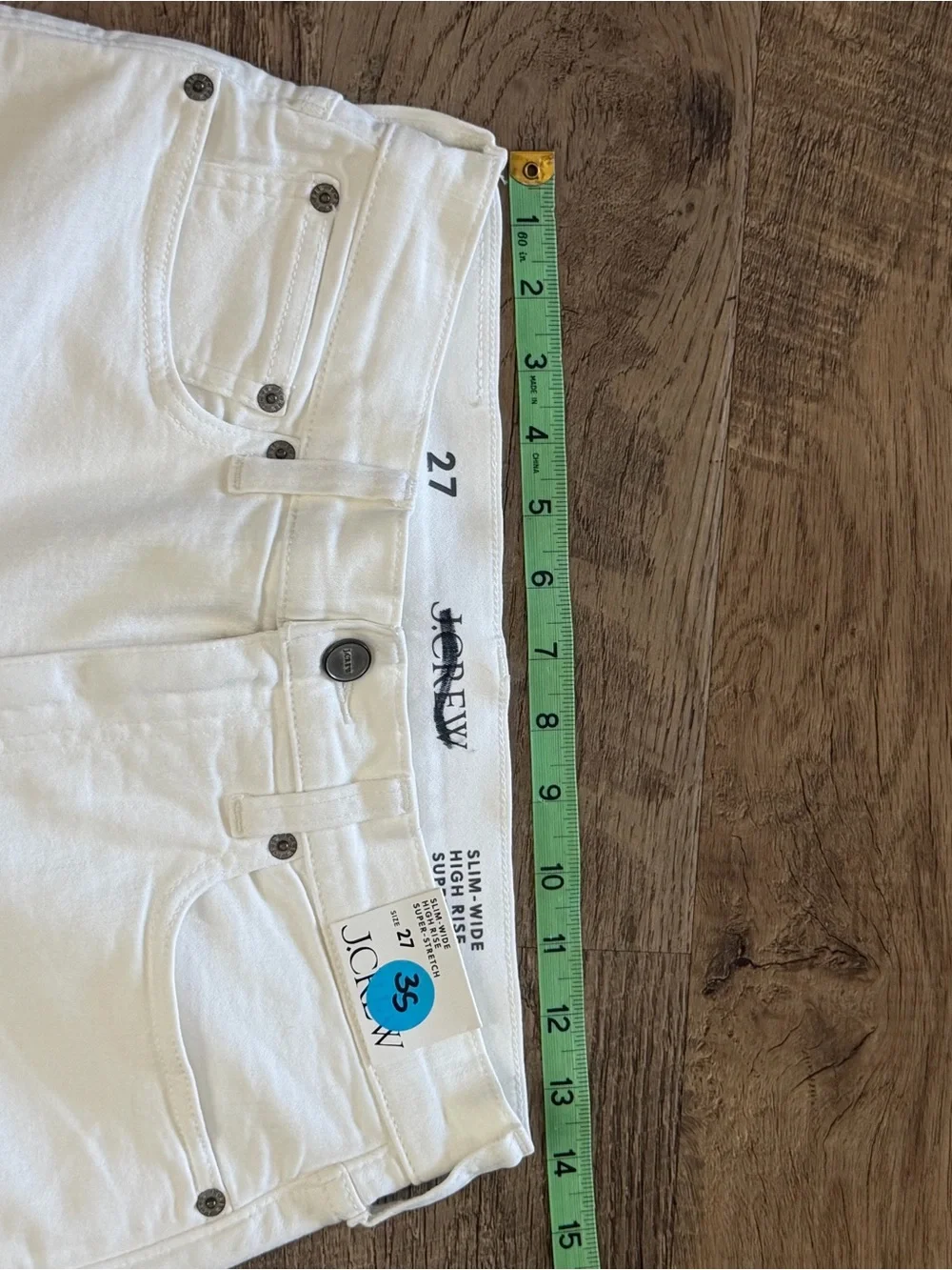 NWT J.Crew Slim-Wide High Rise Super-Stretch White Jeans Size 27